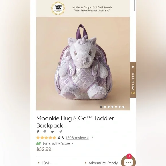 Hug & Go Toddler Backpack - Unicorn - Picture 1 of 3